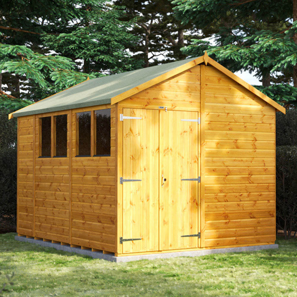 Power Sheds 10 x 8ft Double Door Apex Wooden Shed with Window Image 2