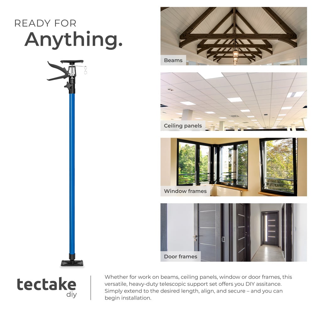 tectake Blue Adjustable Ceiling Support Shore Holder Plasterboard Props 115 to 290cm 2 Pack Image 5