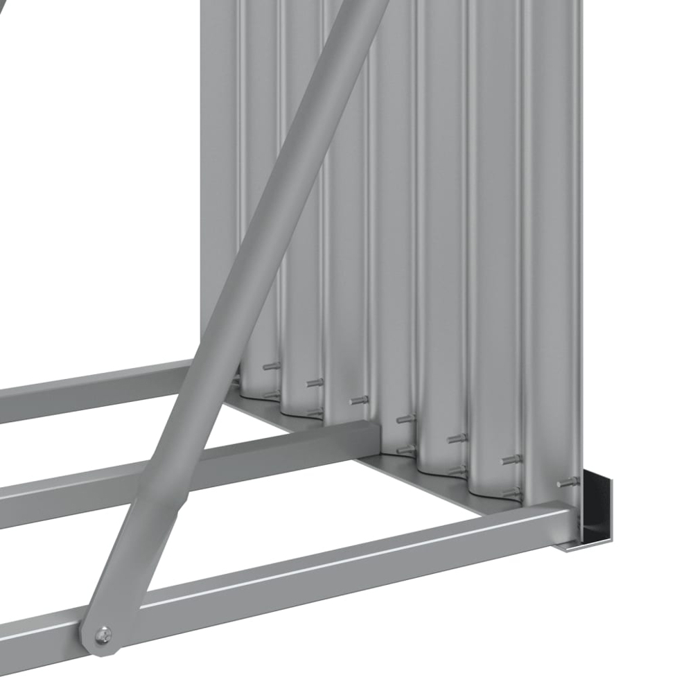 vidaXL Green Galvanised Steel Firewood Log Holder 100 x 300 x 45cm Image 5
