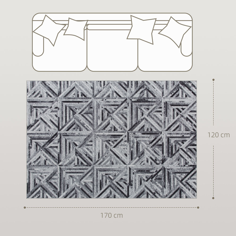 HOMCOM Black Triangle Pattern Non Slip Rug 120 x 170cm Image 9