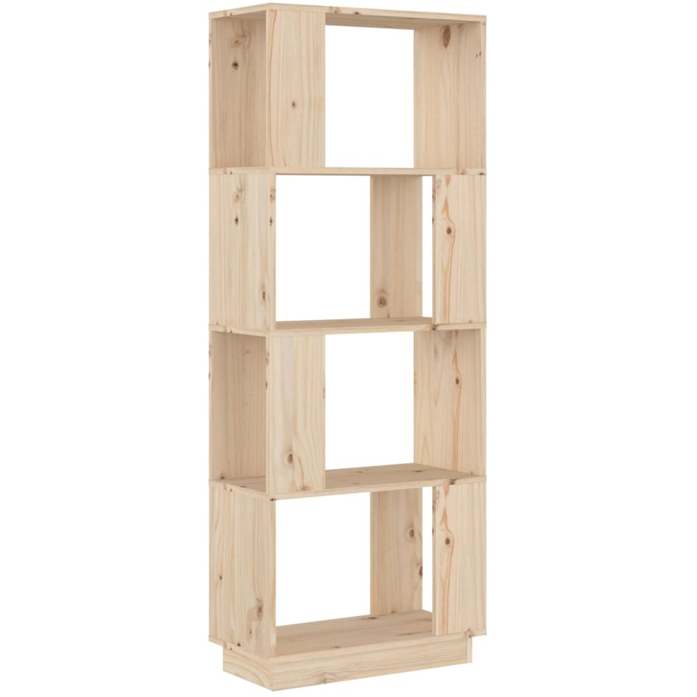 vidaXL 4 Shelf Natural Solid Pine Wood Bookcase Image 2