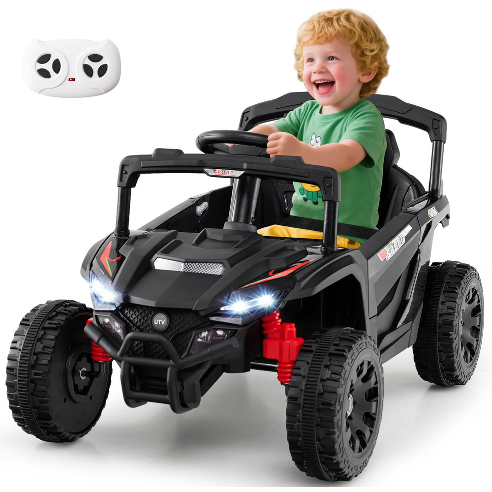 Costway Kids Black Ride On UTV Car with Remote 12V Image 3