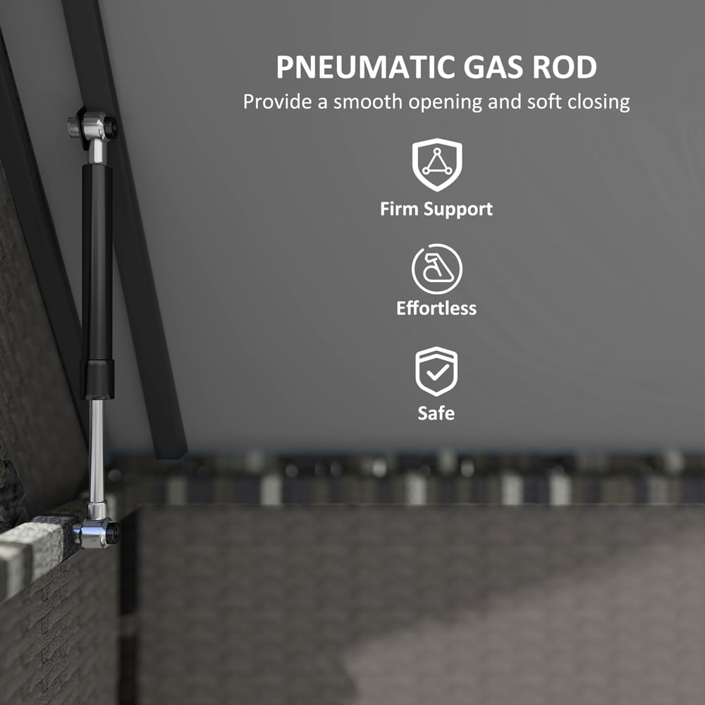 Outsunny Grey Rattan Garden Storage Box with Gas Lift Lid and Wheels 627L Image 6