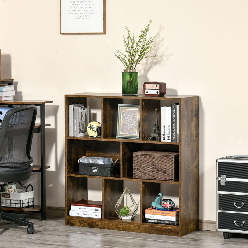 Portland 3 Shelf Rustic Brown Bookcase Image 5
