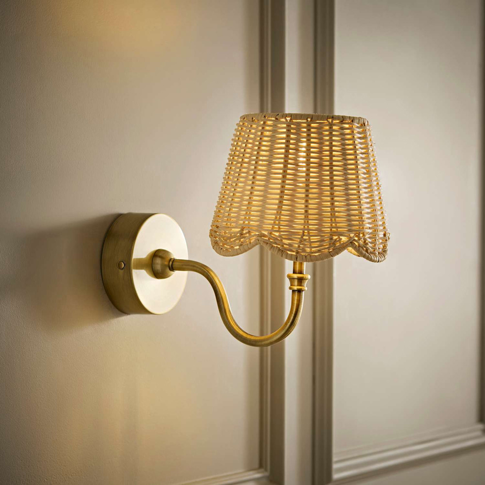 ValueLights Lowe Rattan Taper Shade Gold Portable Rechargeable Wall Light with Bulb Image 6
