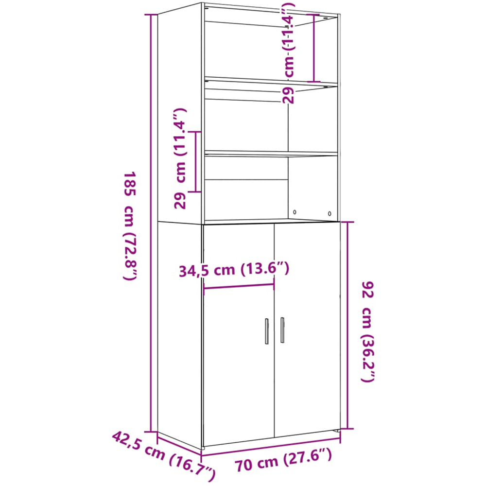 vidaXL 2 Door 3 Shelf White Highboard Image 8