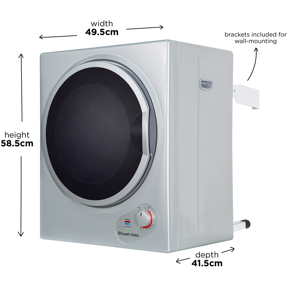 Russell Hobbs RH3VTD800S Silver 2.5kg Vented Tumble Dryer Image 9