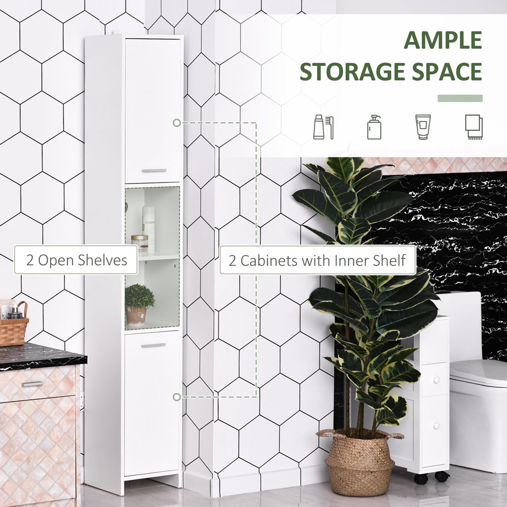 Portland 2 Door 2 Shelf White Tall Floor Cabinet Image 5