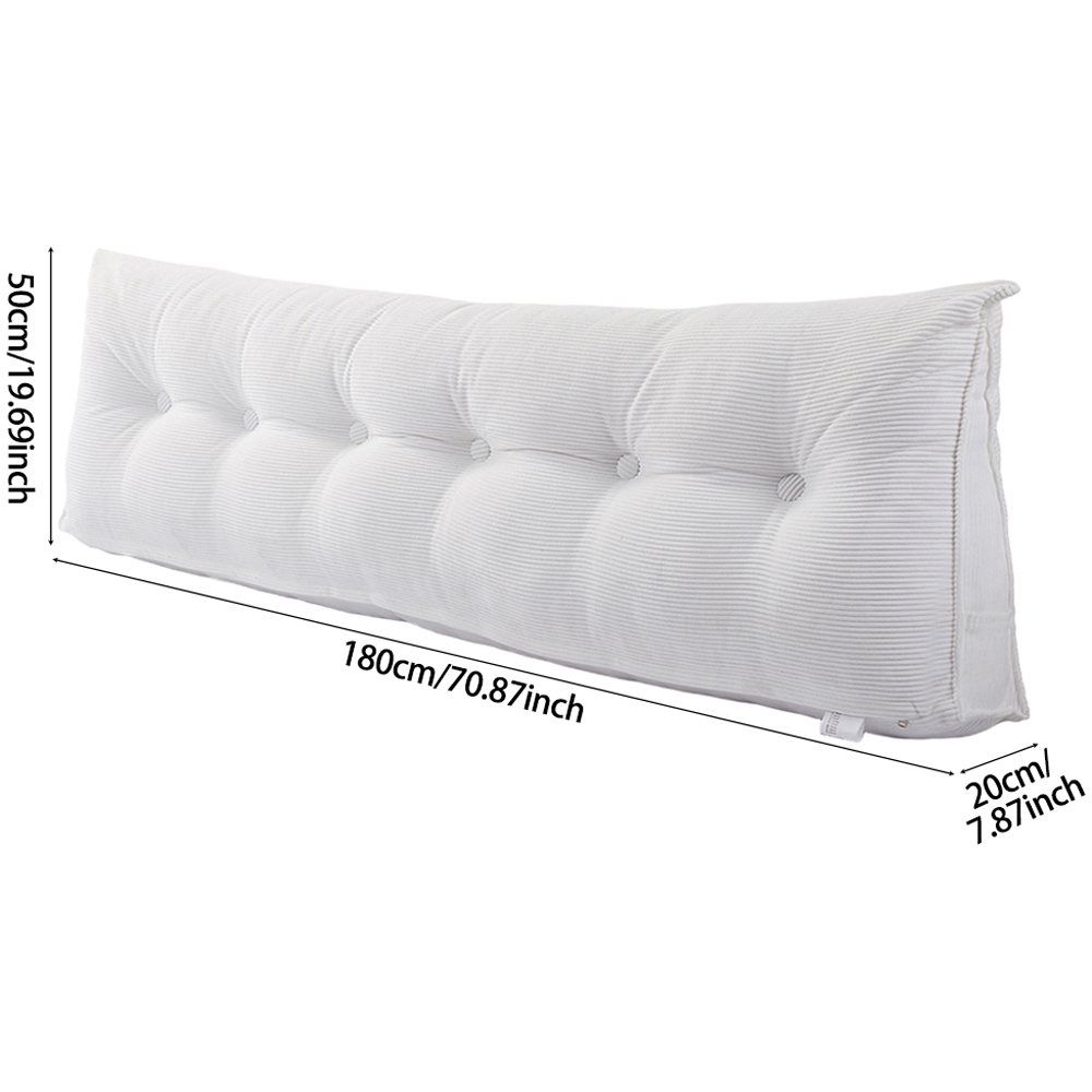 Living and Home Beige Corduroy Wedge Headboard Pillow with Side Pocket 180 x 50cm Image 8