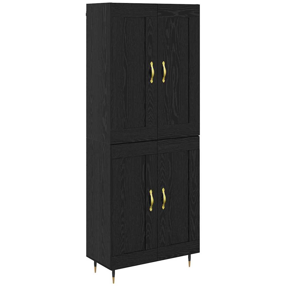 vidaXL 4 Door 6 Shelf Black Oak Highboard with Gold Handles Image 2