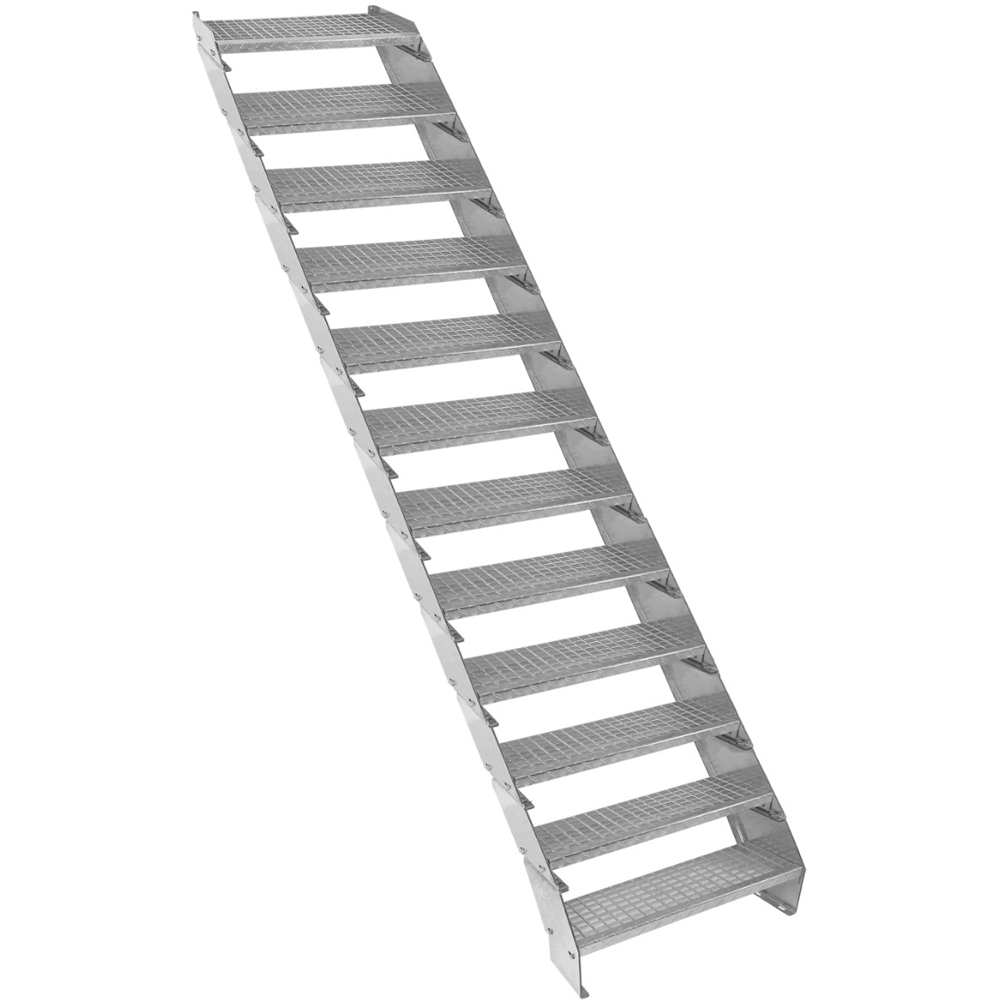 Monstershop 12 Section Adjustable Wide Galvanised Staircase 600mm Image 1