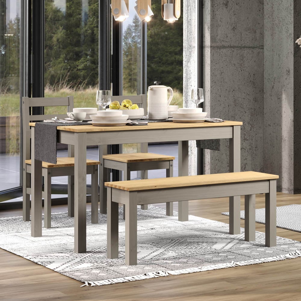 Core Products Corona Linea 4 Seater Dining Table Bench Set Grey Image 5
