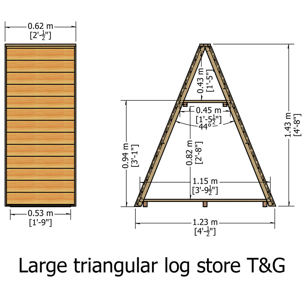 Shire 4 x 1.6ft Large Triangular Log Store Image 4