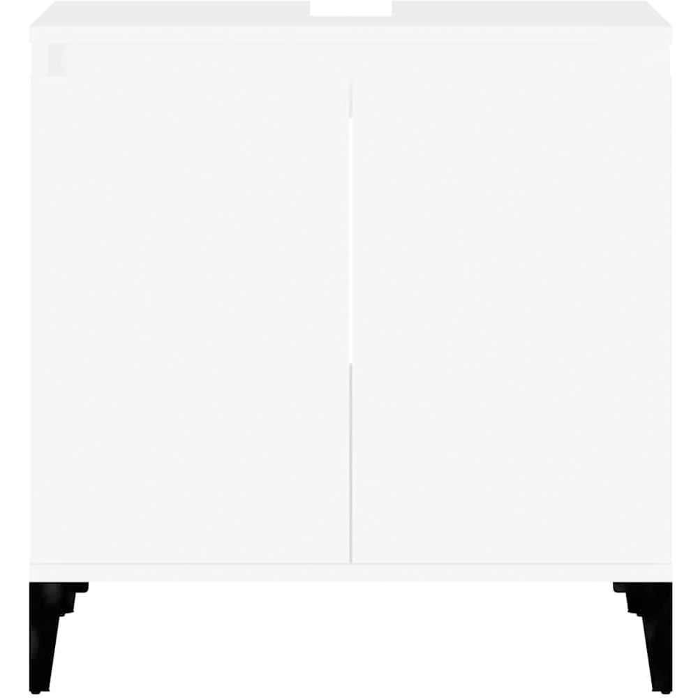 vidaXL 2 Door White Freestanding Under Sink Cabinet Image 5