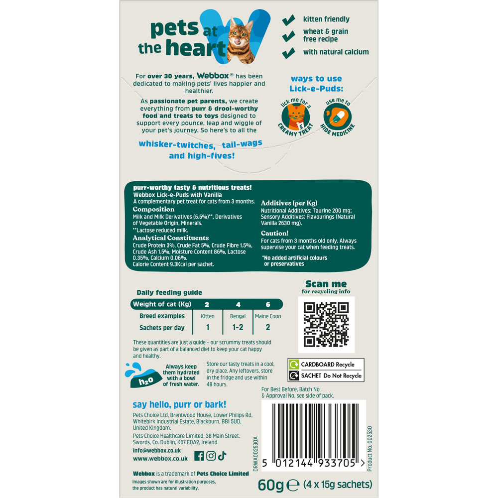 Pack of 4 Webbox Lick-E-Puds Cat Treats Vanilla Image 2
