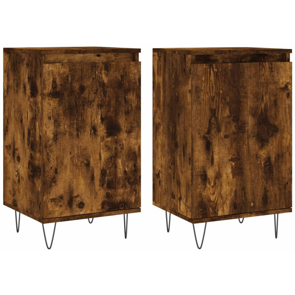 vidaXL Single Door Smoked Oak Sideboard Set of 2 Image 2