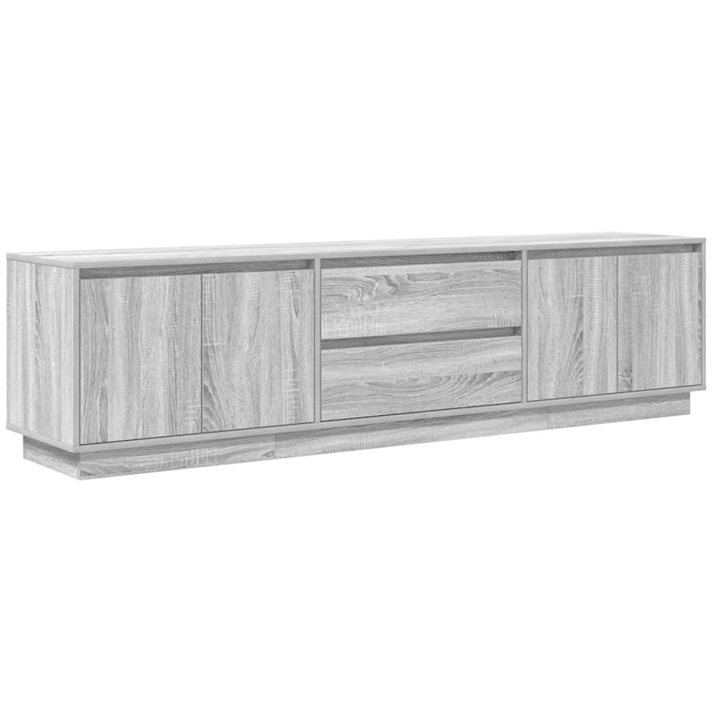 vidaXL 4 Door 2 Drawer Grey Sonoma TV Cabinet with RGB LED Lights Image 2