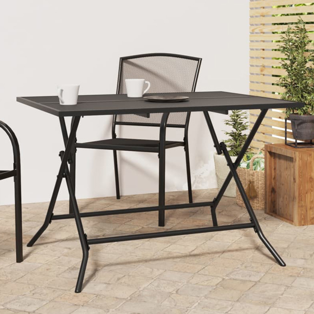 vidaXL Anthracite Steel Mesh Foldable Garden Table 110 x 80 x 72cm Image 1