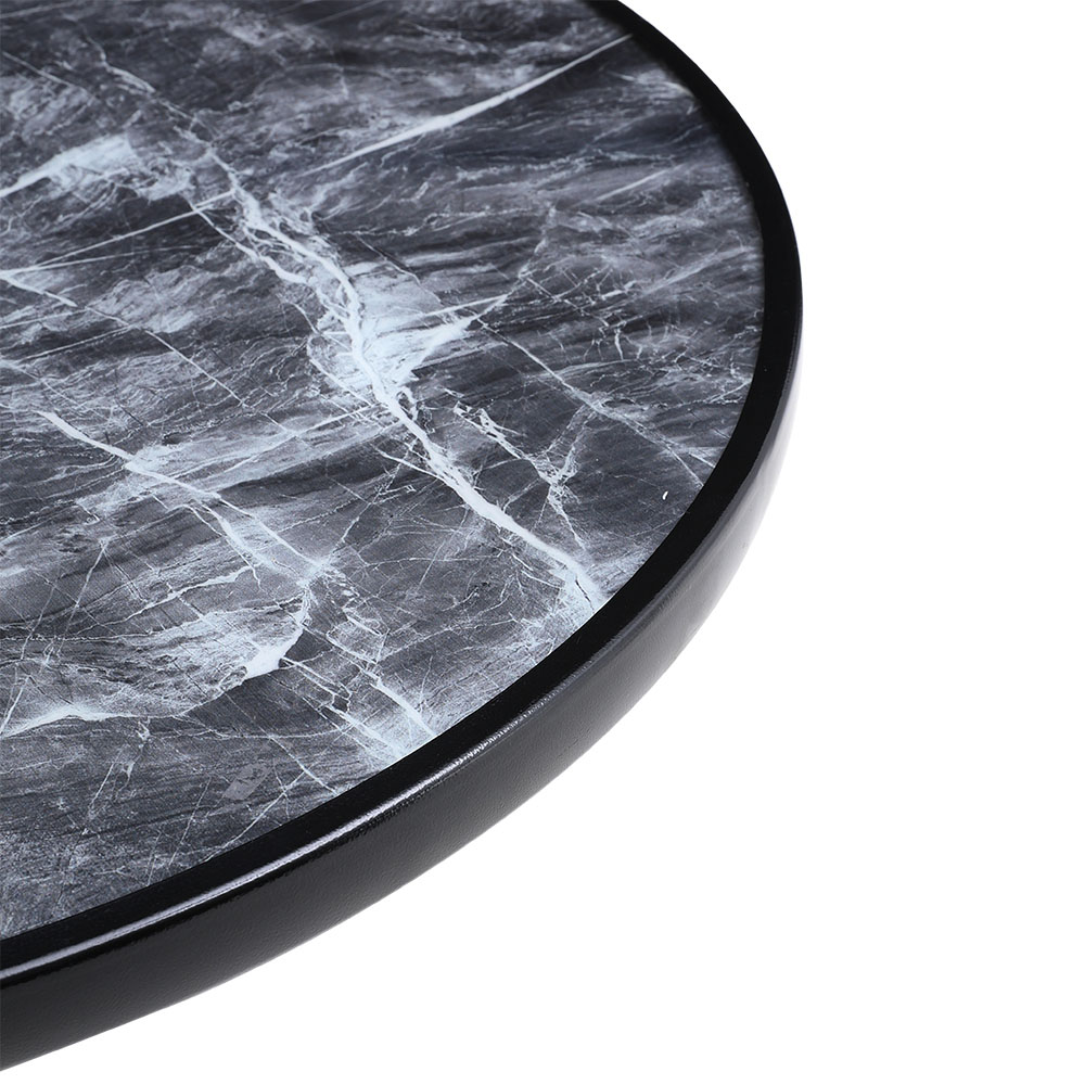 Living and Home Wicker 4 Seater Black Marble Round Dining Set Image 6