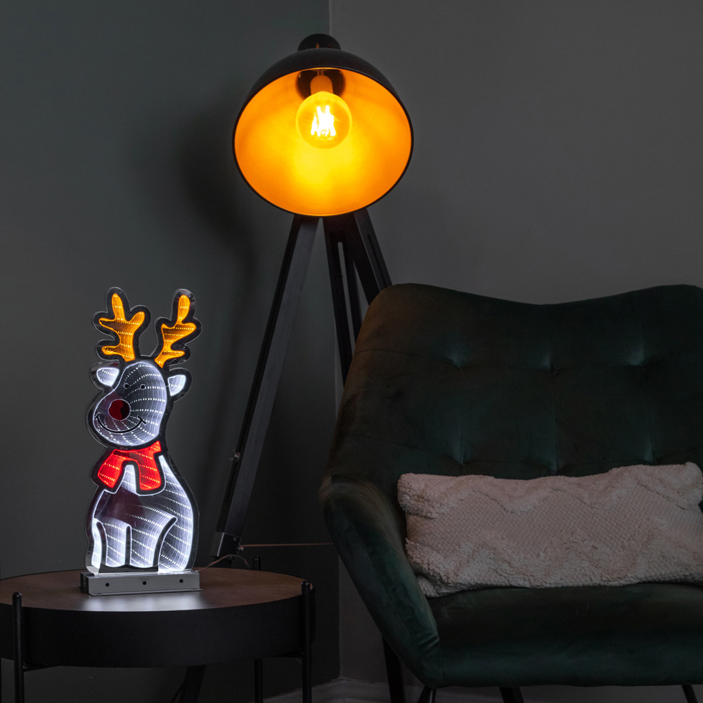 Samuel Alexander Light Up Christmas Reindeer Infinity Mirror Decoration on Metal Base 40cm Image 5