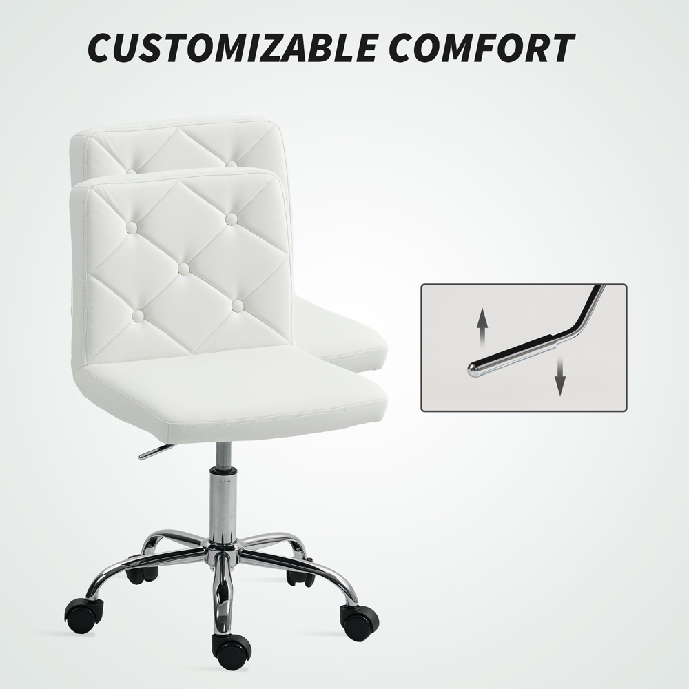 HOMCOM White Vanity Chair with Rolling Wheels Image 7