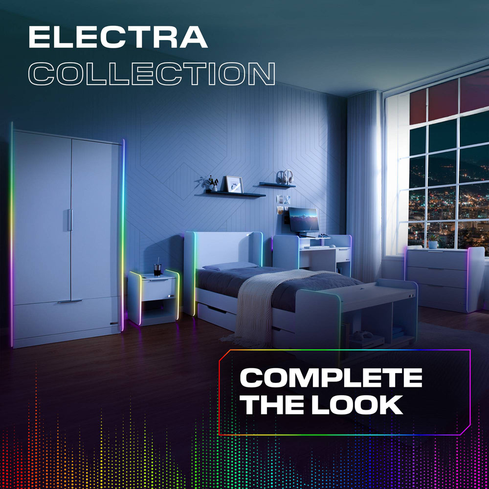 X Rocker Electra Single Drawer 2 Shelf RGB Gaming Desk with Wireless Charging White Image 7