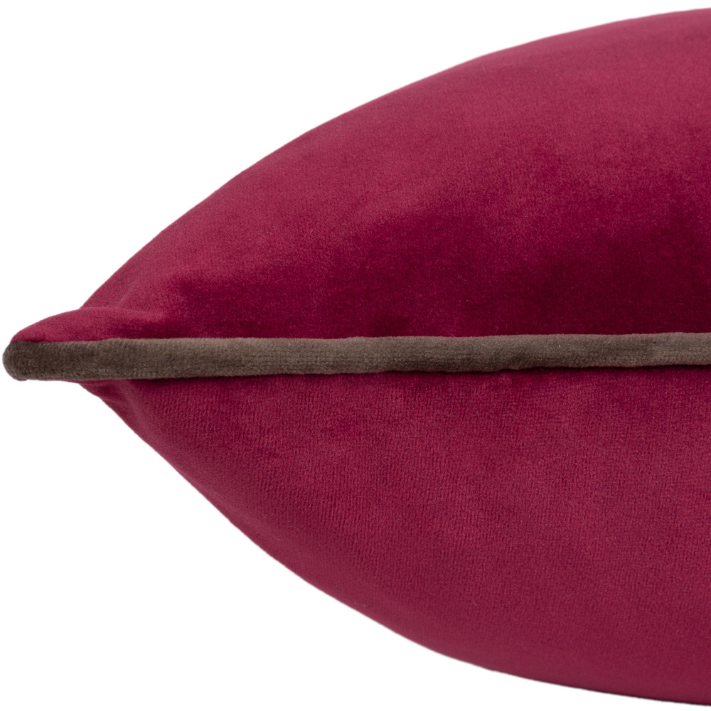 Furn Meridian Cranberry and Mocha Velvet Cushion 45 x 45cm Image 4