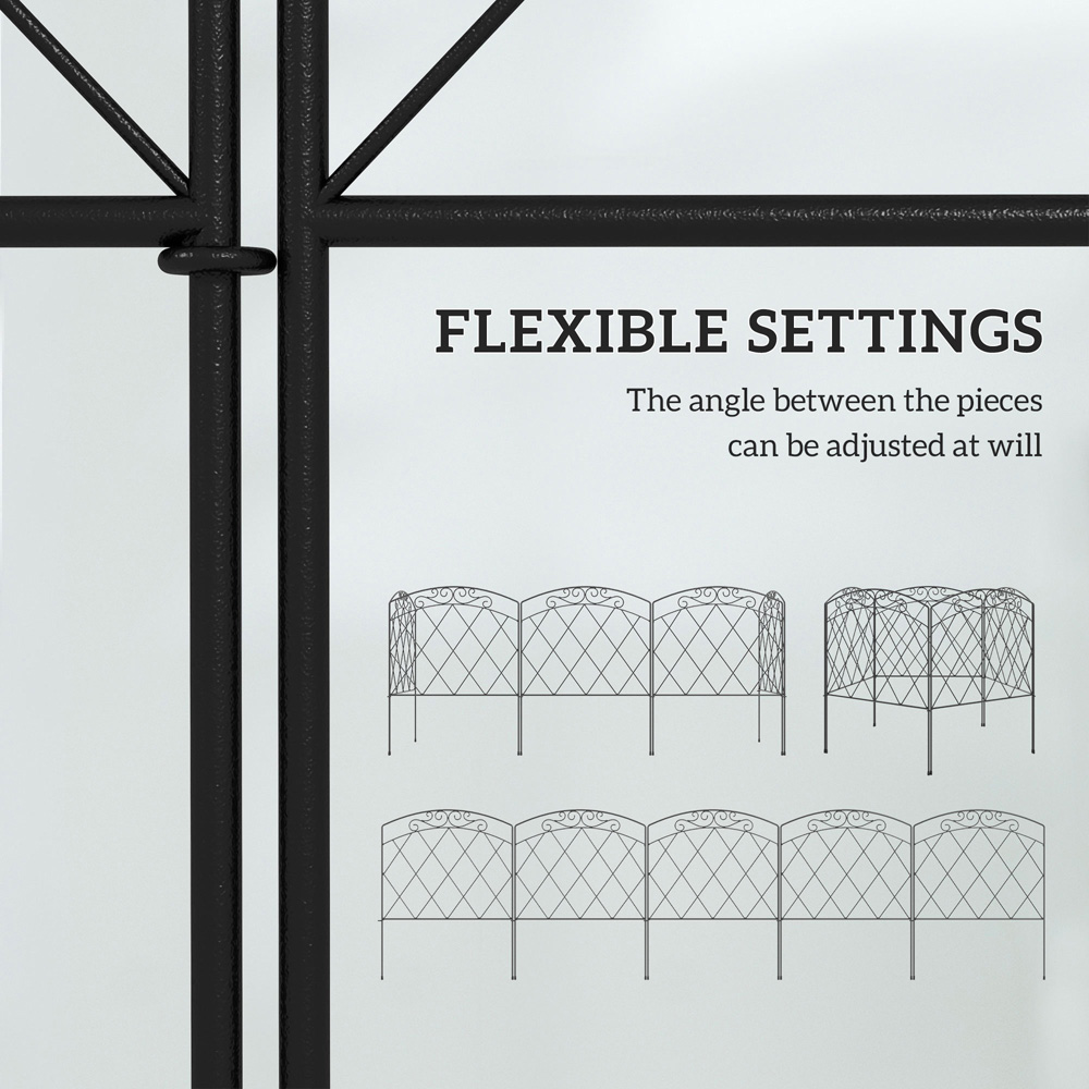 Outsunny 3 x 10ft Black Outdoor Picket Fence Panel Image 7