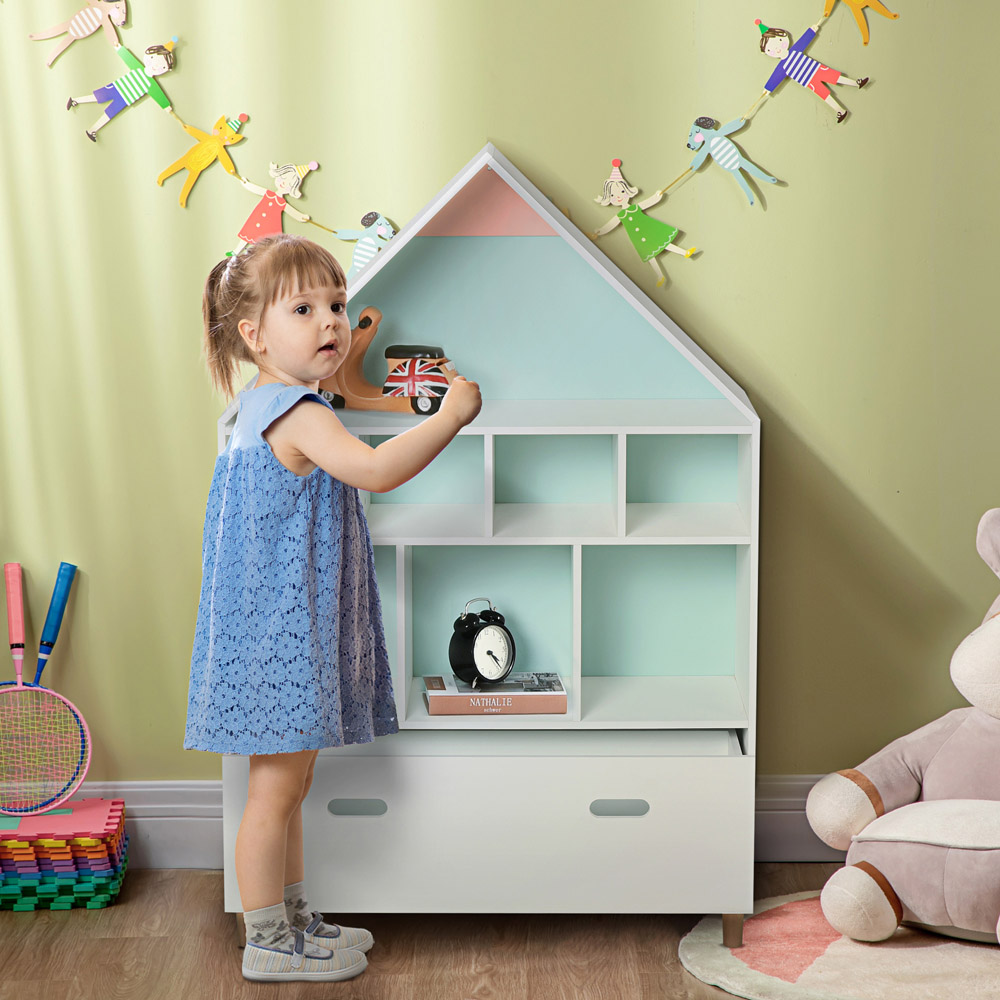 Tommy Toys Single Drawer 8 Shelf White Bookshelf Baby Toy Wood Organiser Image 4