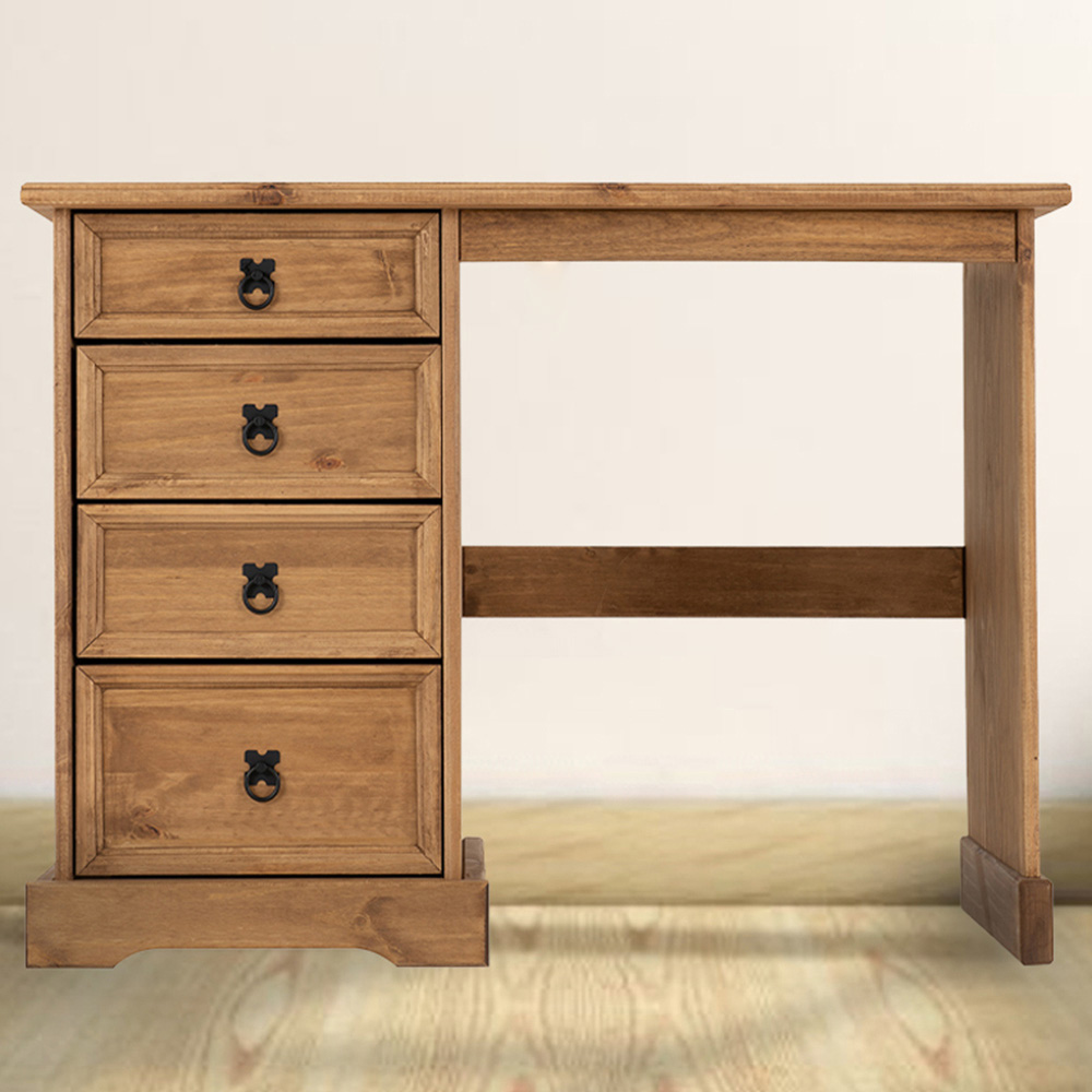 Seconique Corona 4 Drawer Distressed Waxed Pine Dressing Table Image 1