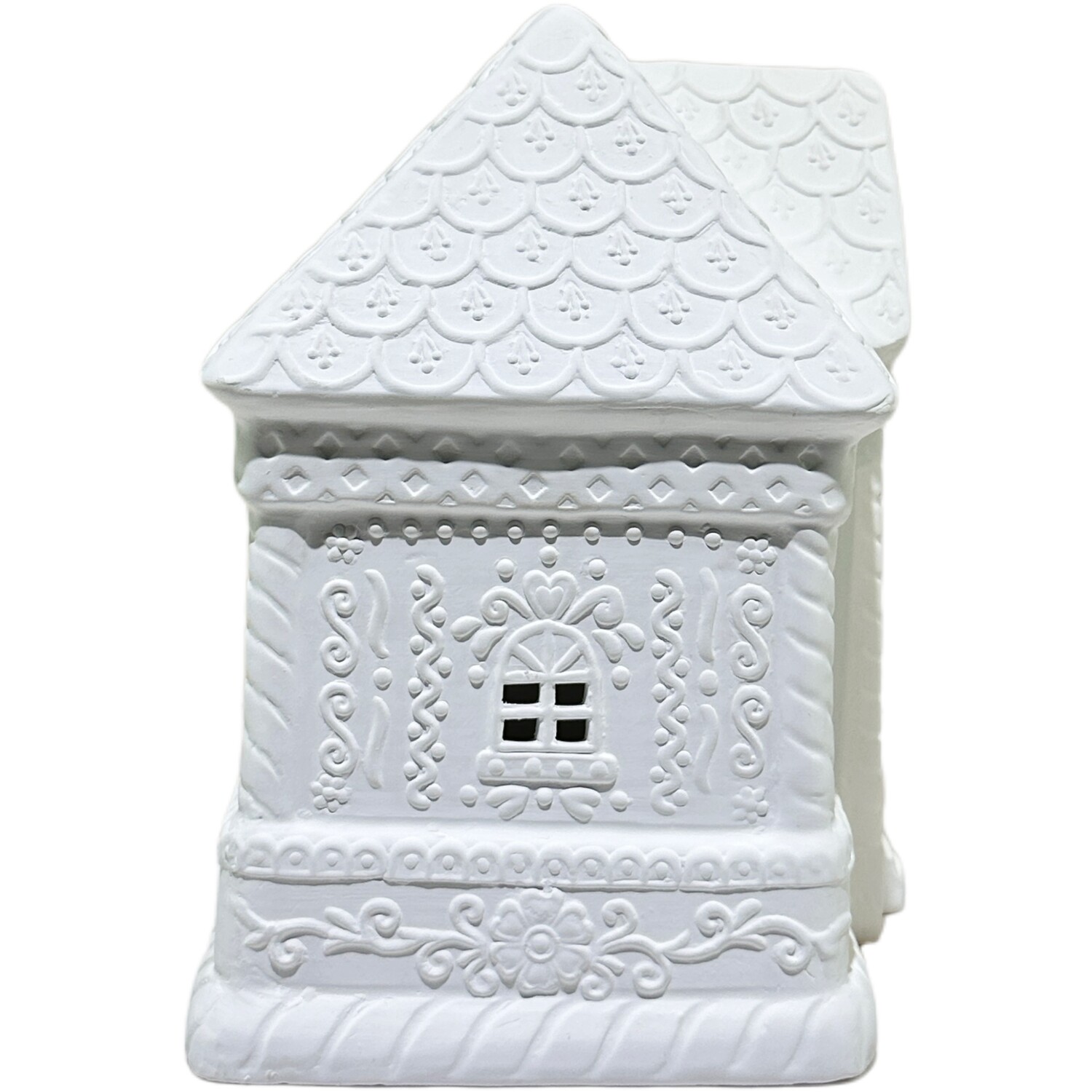 Large Ceramic Gingerbread House White Image 2