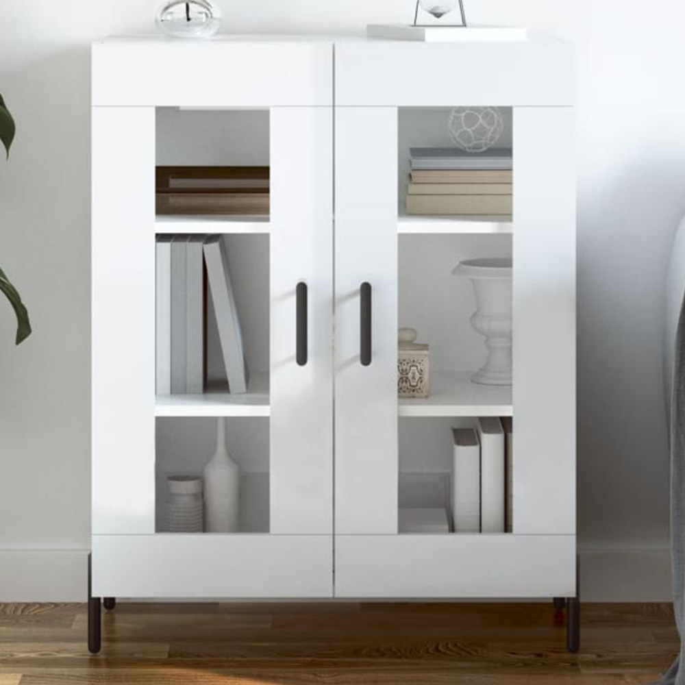 vidaXL 2 Door High Gloss White Sideboard Image 1