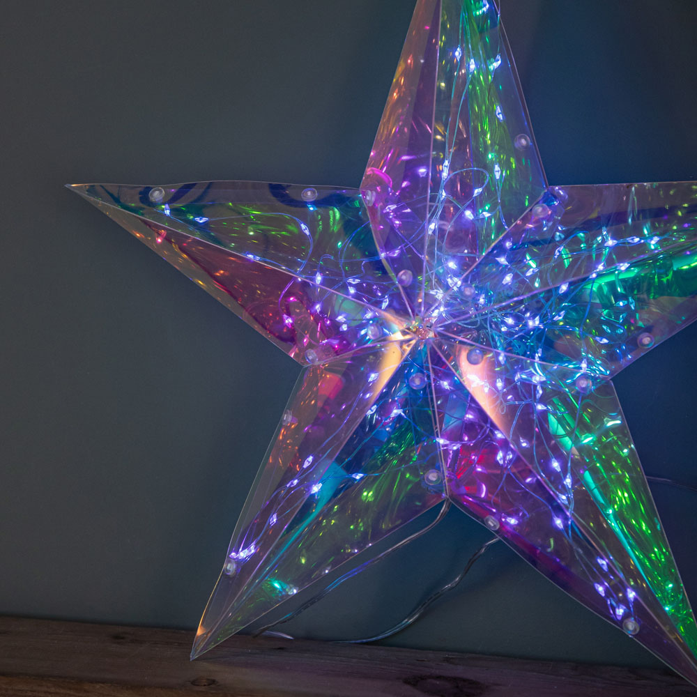 Samuel Alexander 100 White LED Battery Operated Light-Up Hanging Christmas Dreamlight Star 36cm Image 3