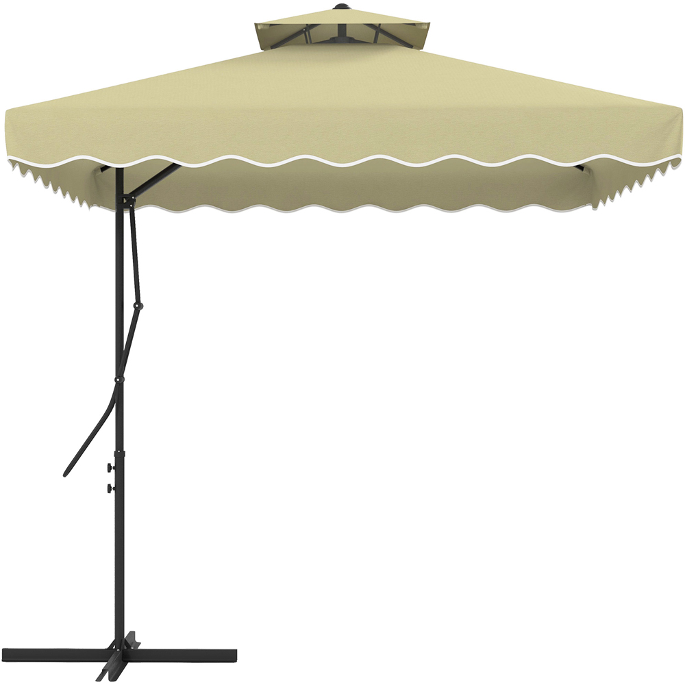 Outsunny Beige Square Double Tier Cantilever Parasol with Ruffles 2.5m Image 1