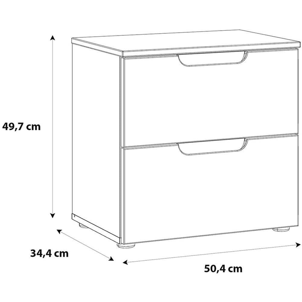 Florence Sienna 2 Drawer White High Gloss Bedside Table Image 8
