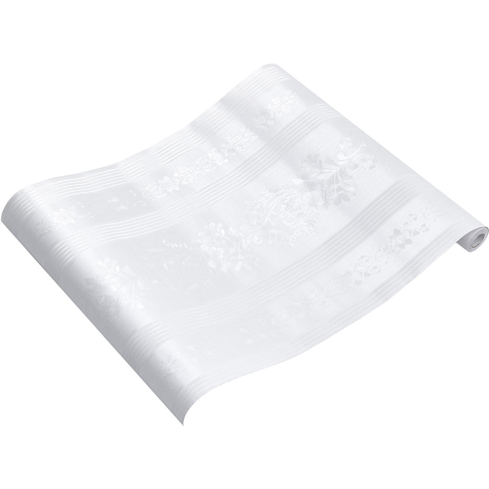 Living and Home Retro Floral Textured White PVC Self Adhesive Wallpaper Image 3