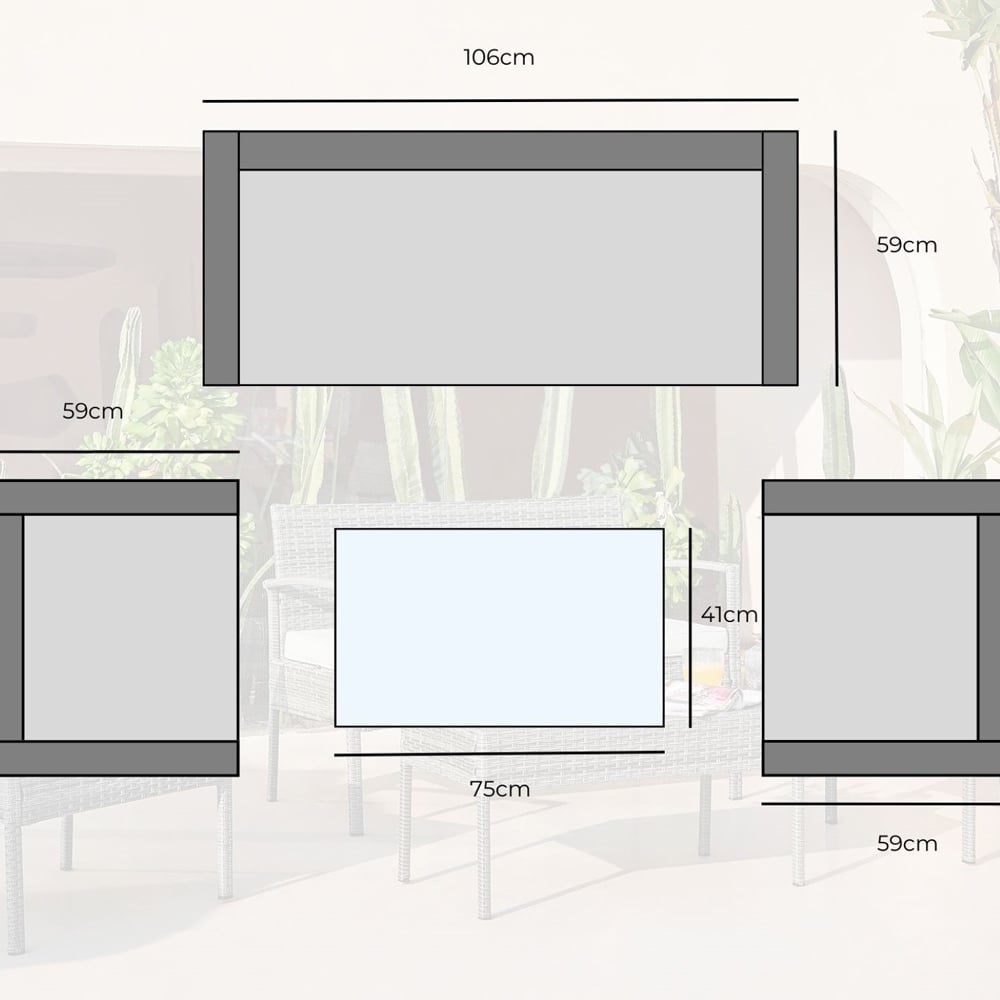 Furniturebox Zante 4 Seater Beige Rattan Sofa Lounge Set Image 9