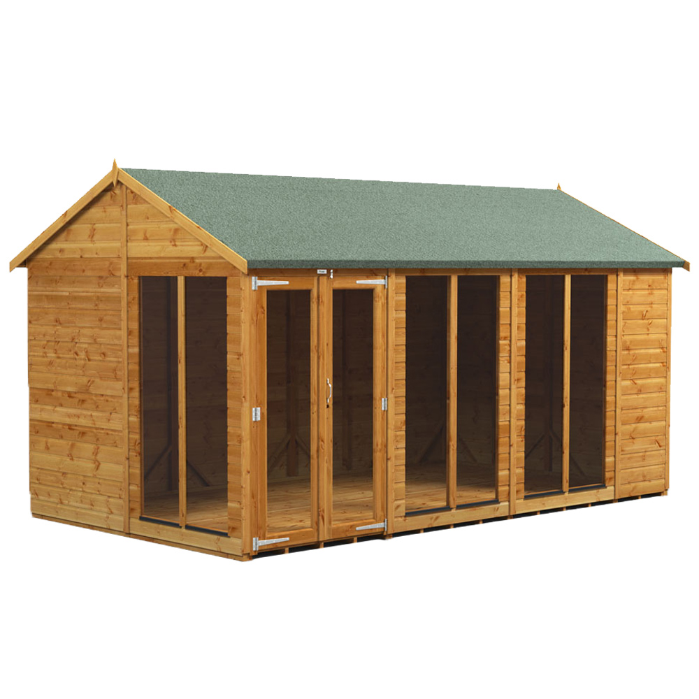 Power Sheds 14 x 8ft Double Door Apex Traditional Summerhouse Image 1