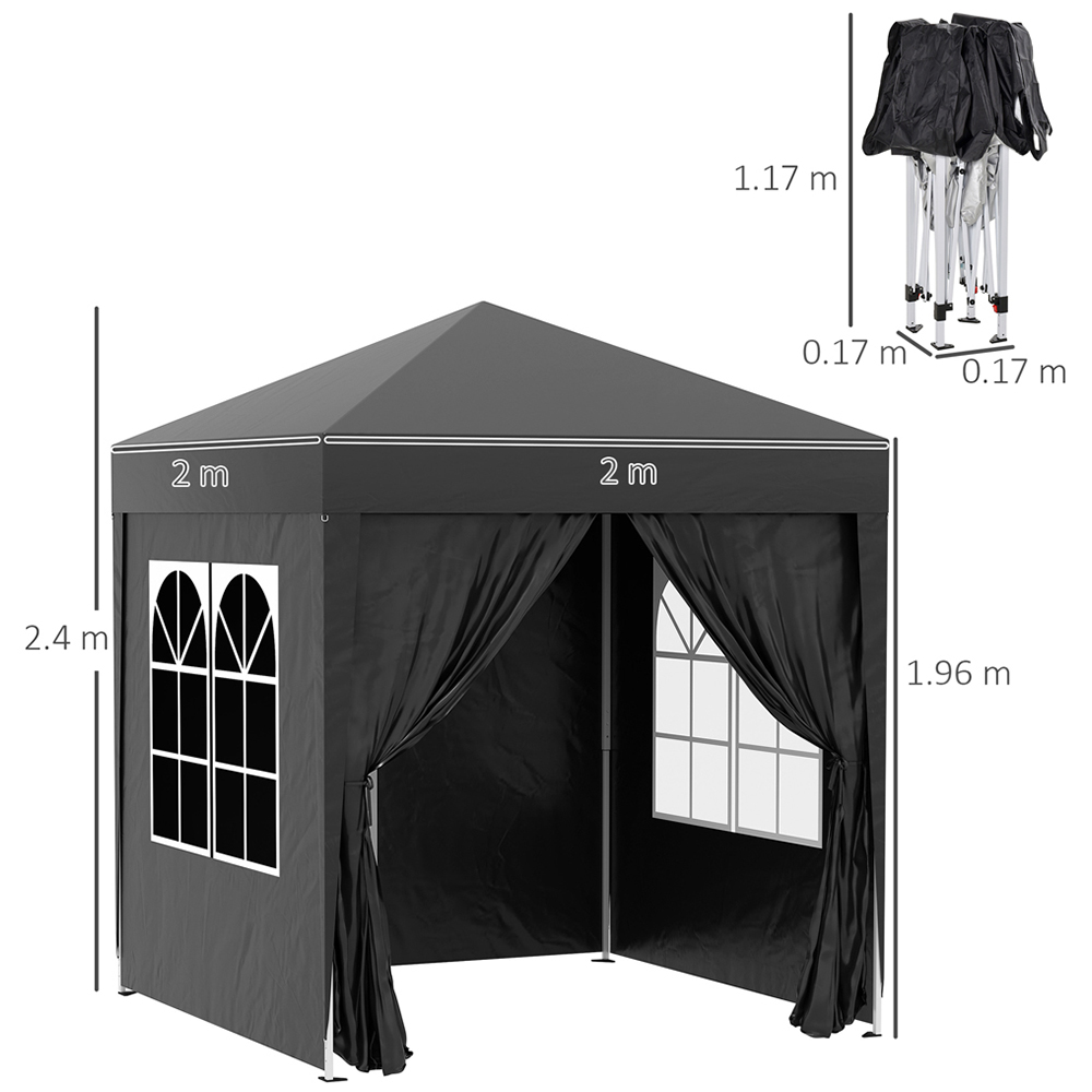 Outsunny 2 x 2m Black Marquee Gazebo Party Tent Image 6