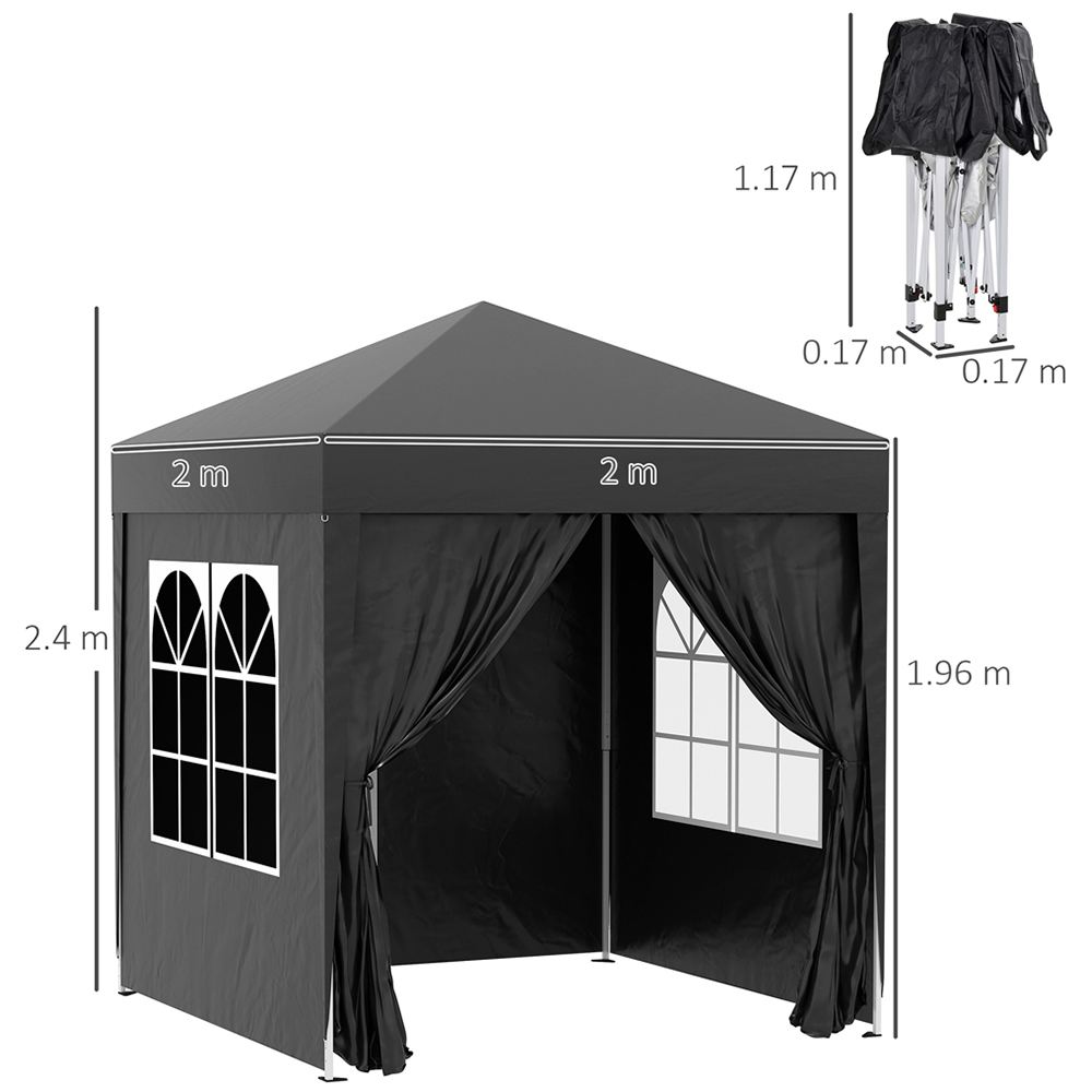 Outsunny 2 x 2m Black Marquee Gazebo Party Tent Image 7