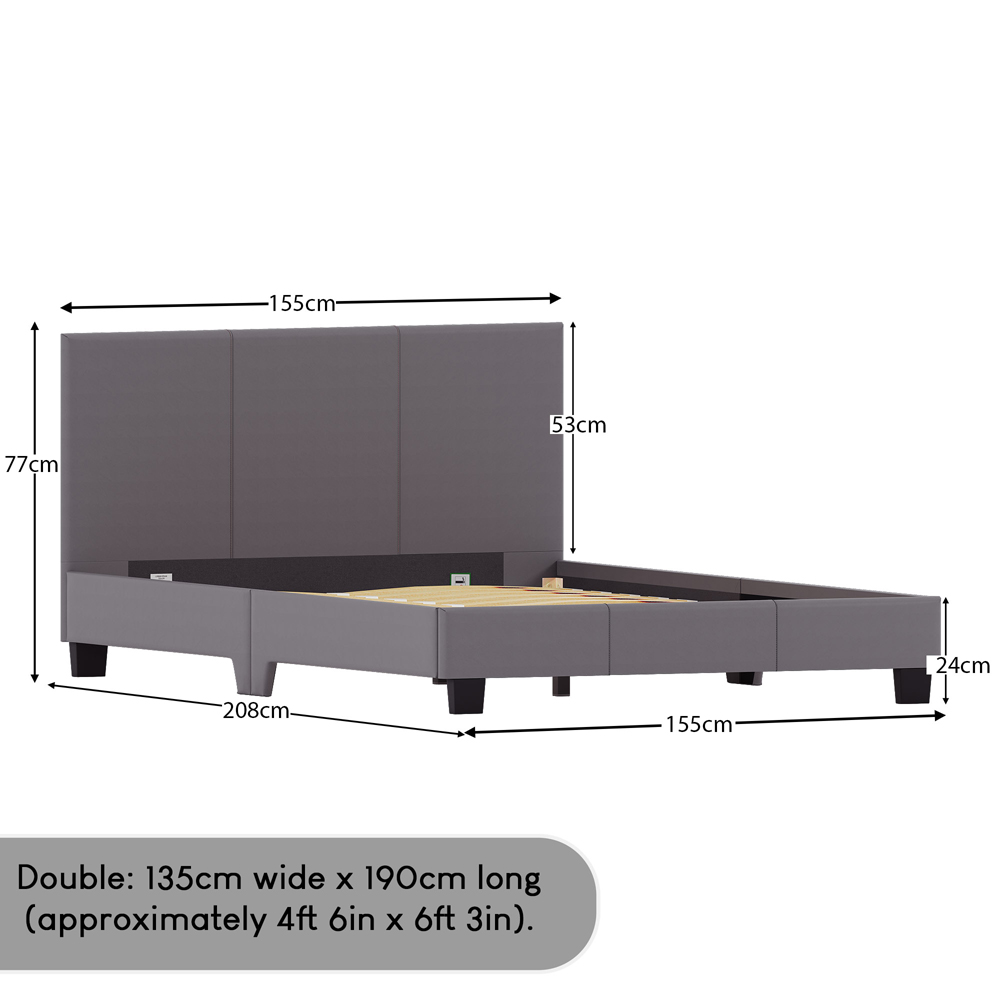 VIDA DESIGNS Lisbon Double Grey Faux Leather Bed Frame Image 8