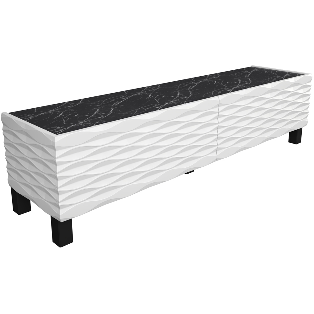 Decorotika Lerze 2 Door Black Marble and White TV Unit Image 2