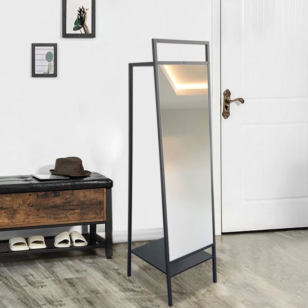 Living and Home Metal Floor Mirror with Coat Rack Image 2