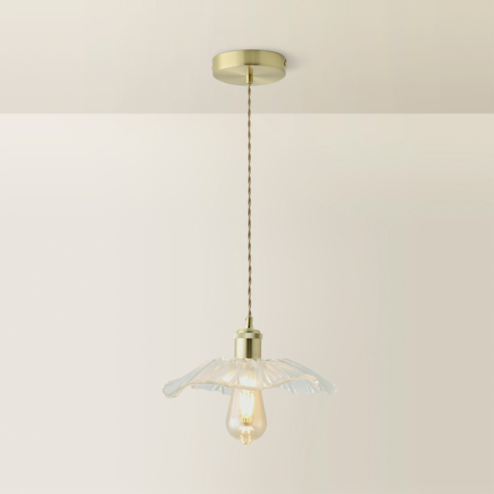 ValueLights Cassia Gold Clear Glass Flower LED Pendant Light Image 5