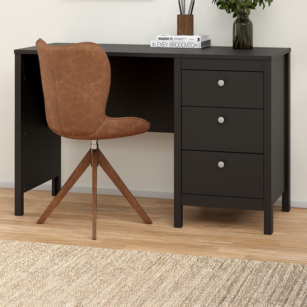 Florence Madrid 3 Drawers Desk Matt Black Image 1