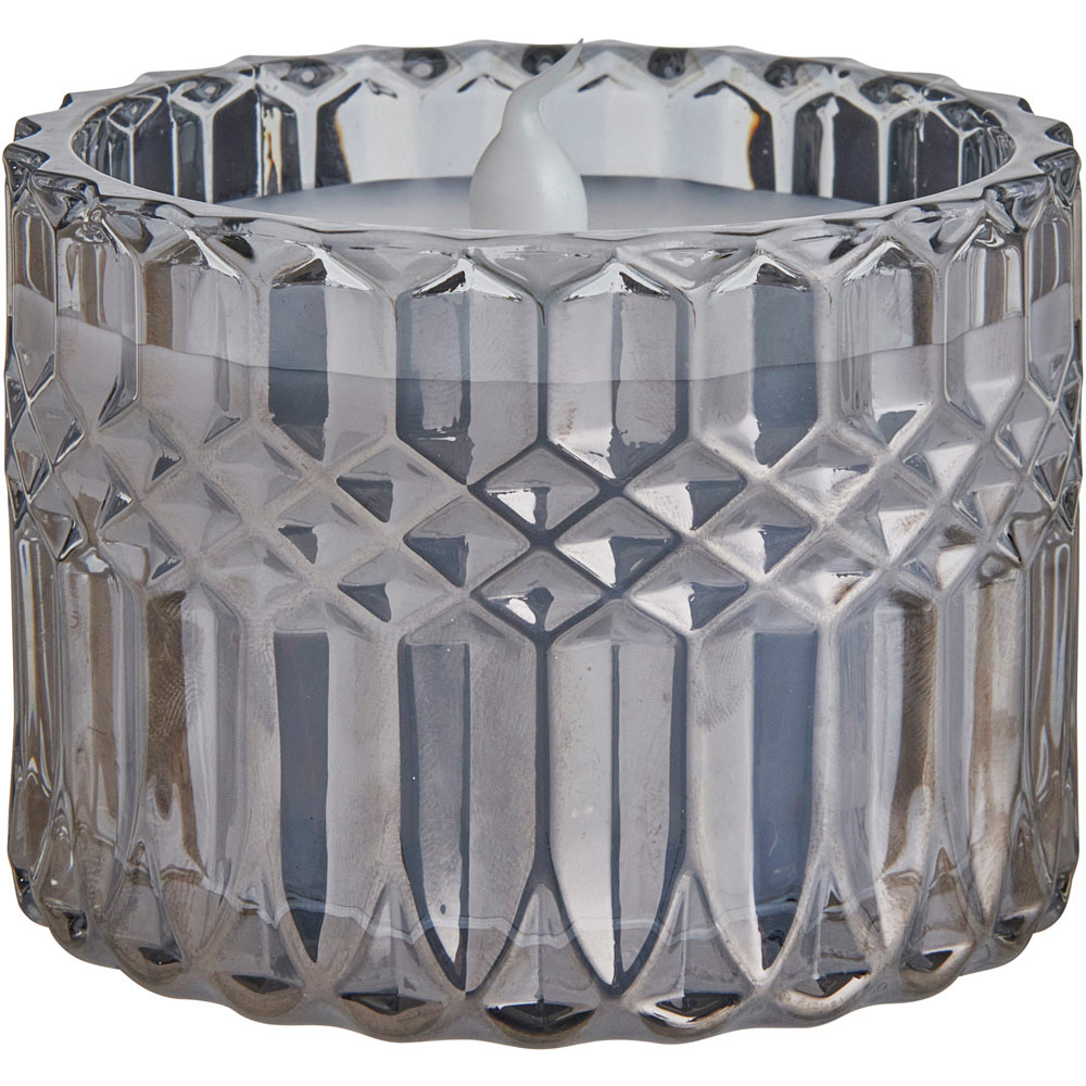 Wilko Smoked Glass LED Candle Jar Image 1