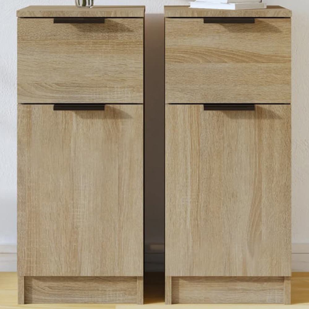 vidaXL Single Door Single Drawer Sonoma Oak Sideboard Set of 2 Image 1