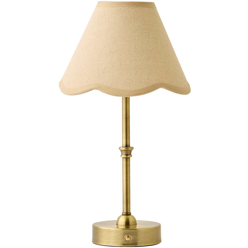 ValueLights Lowe Natural Scallop Flower Shade Gold Rechargeable Table Lamp with Bulb Image 1