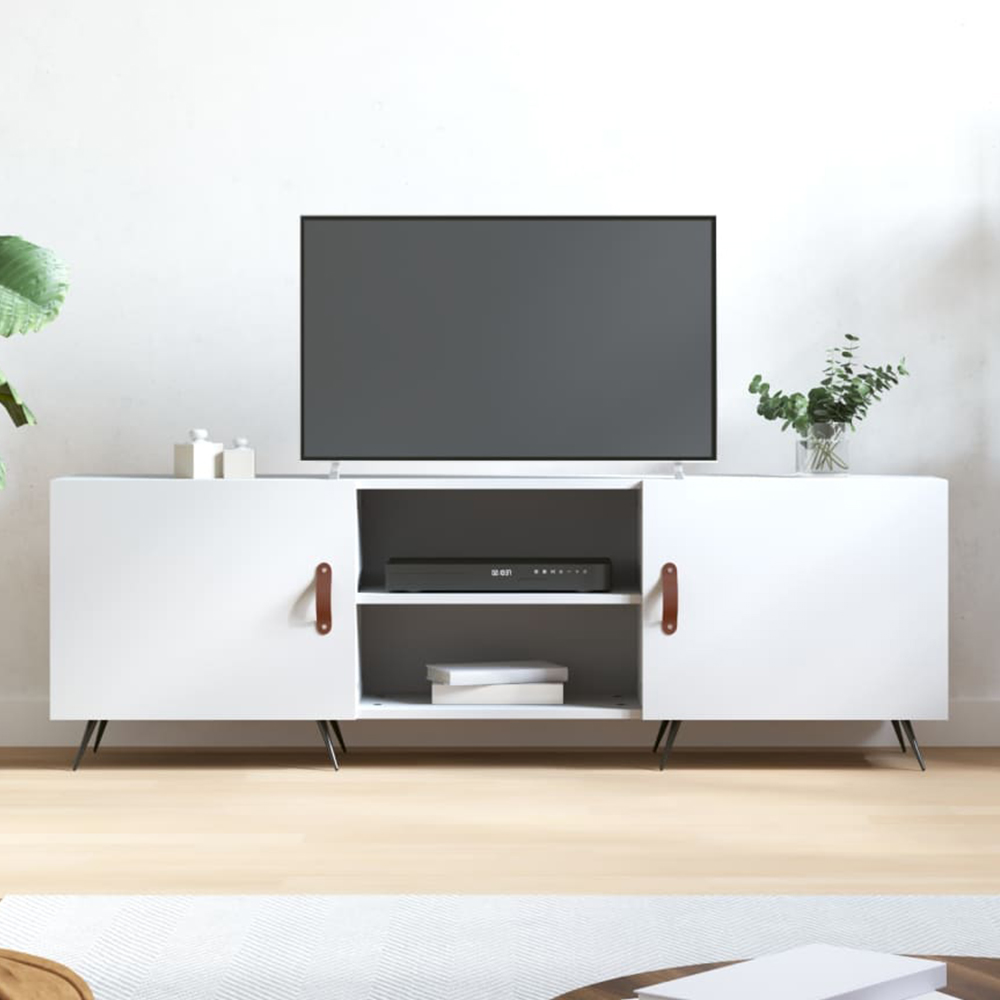 vidaXL 2 Door 2 Shelf White TV Cabinet Image 1