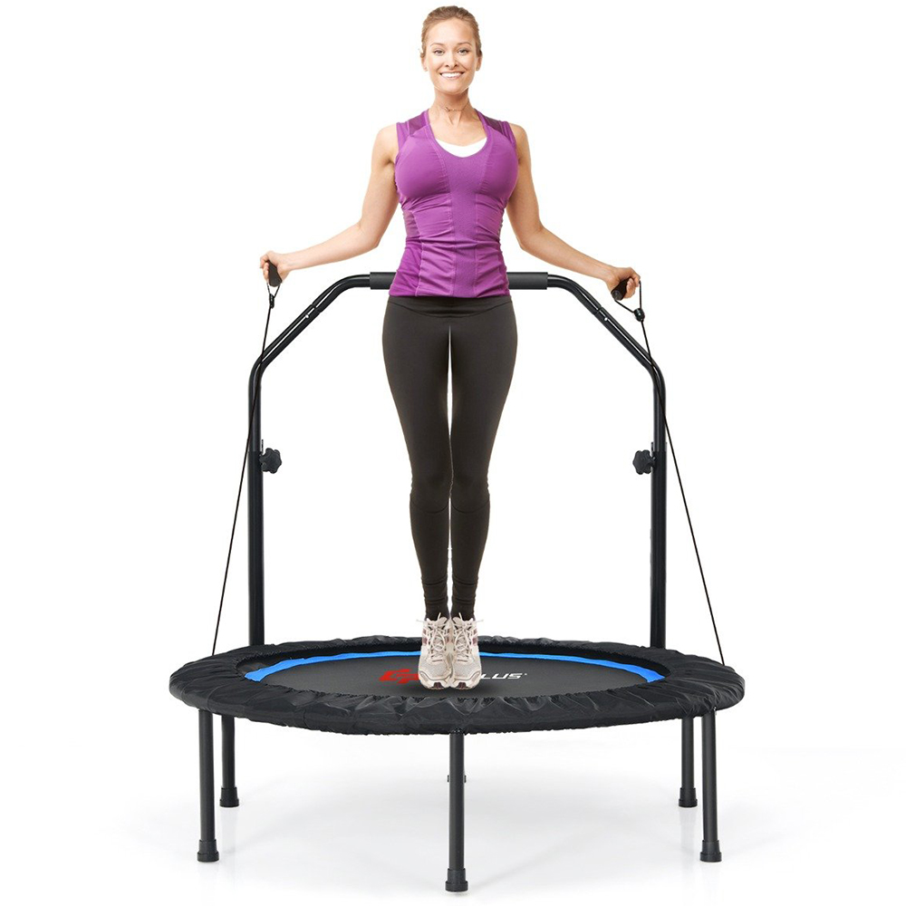 Costway 3ft Blue Mini Trampoline with 2 Resistance Bands Image 1
